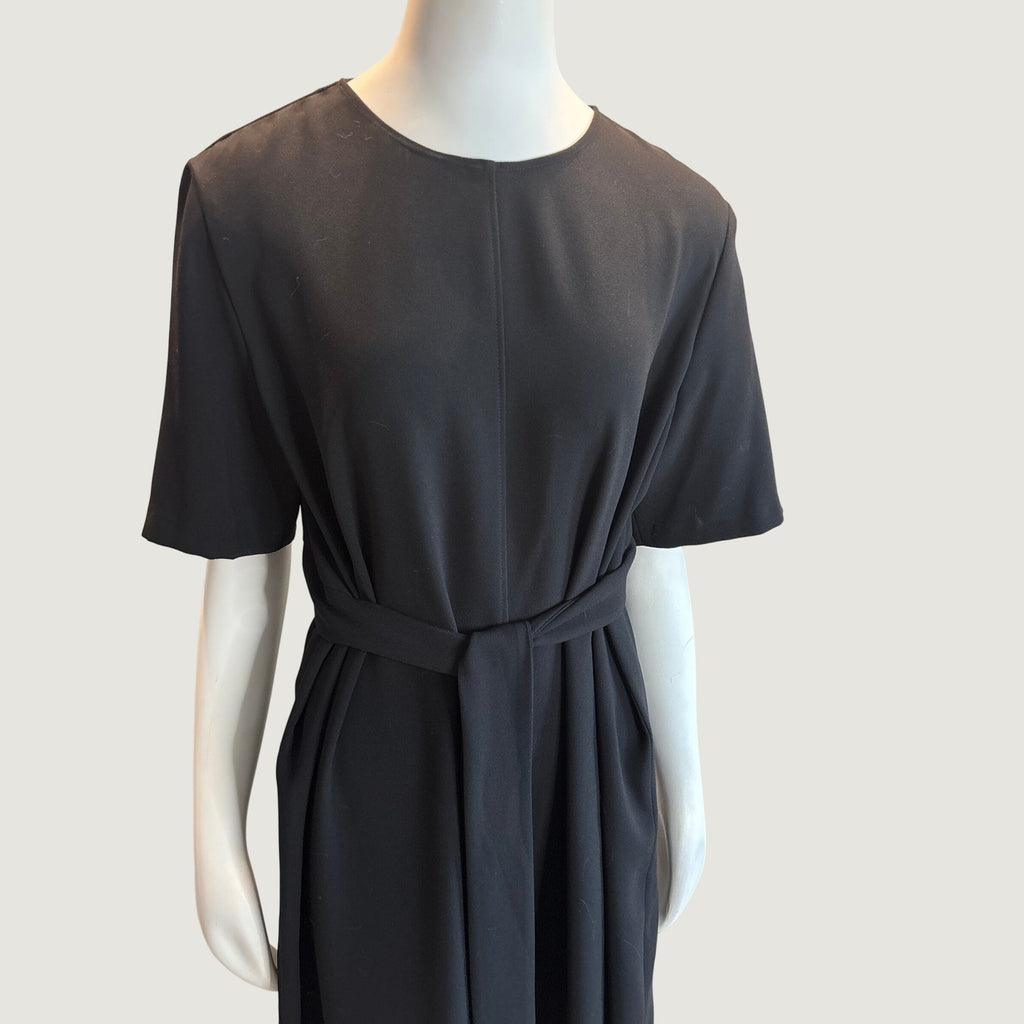 Zara Woman Black Short Sleeve Belted Midi Dress XXL 8602/878/800/XXL