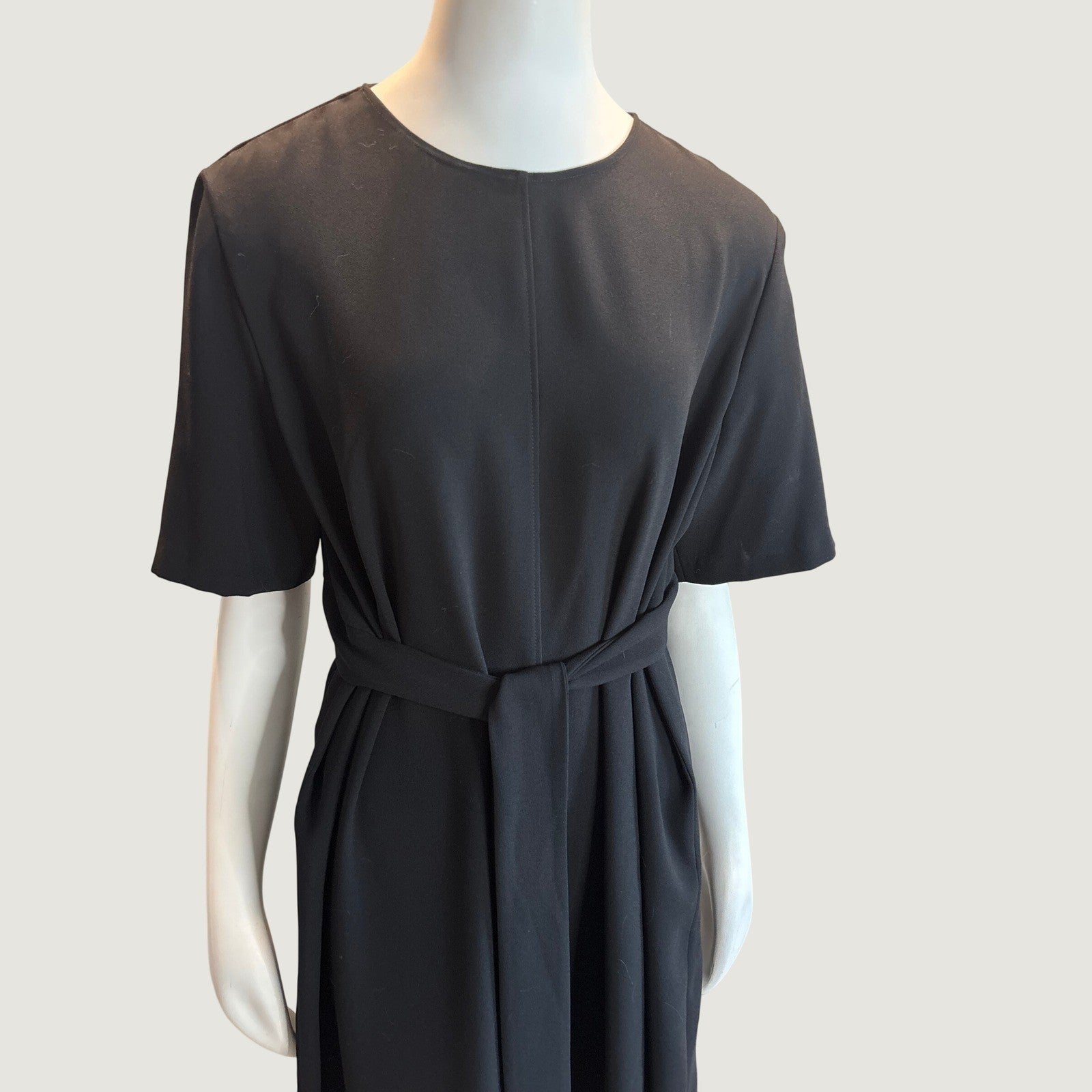 Zara Woman Black Short Sleeve Belted Midi Dress XXL 8602/878/800/XXL