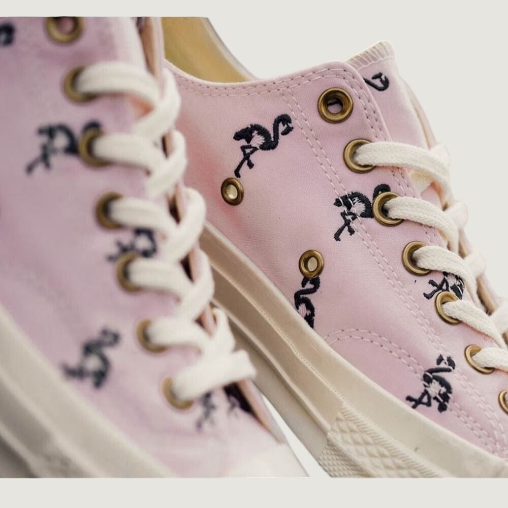 Converse Chuck 70 Ox Pink Flamingo Embroidered Low Top Sneakers Mens 9 160501C