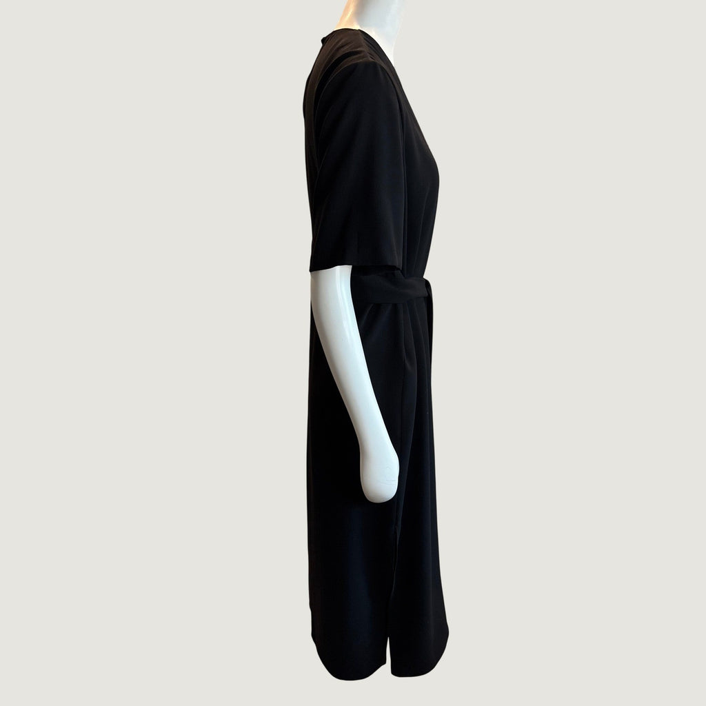 Zara Woman Black Short Sleeve Belted Midi Dress XXL 8602/878/800/XXL