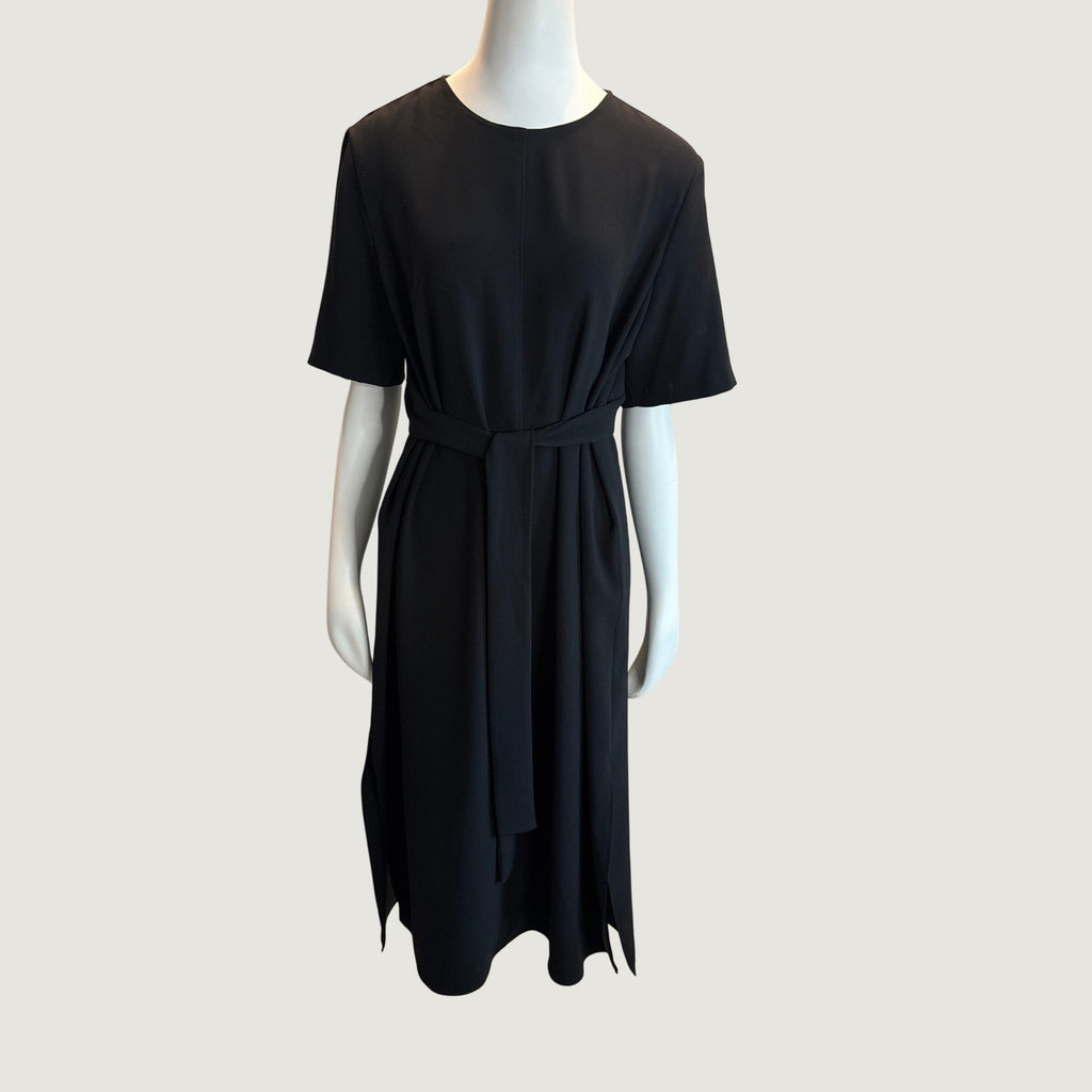 Zara Woman Black Short Sleeve Belted Midi Dress XXL 8602/878/800/XXL