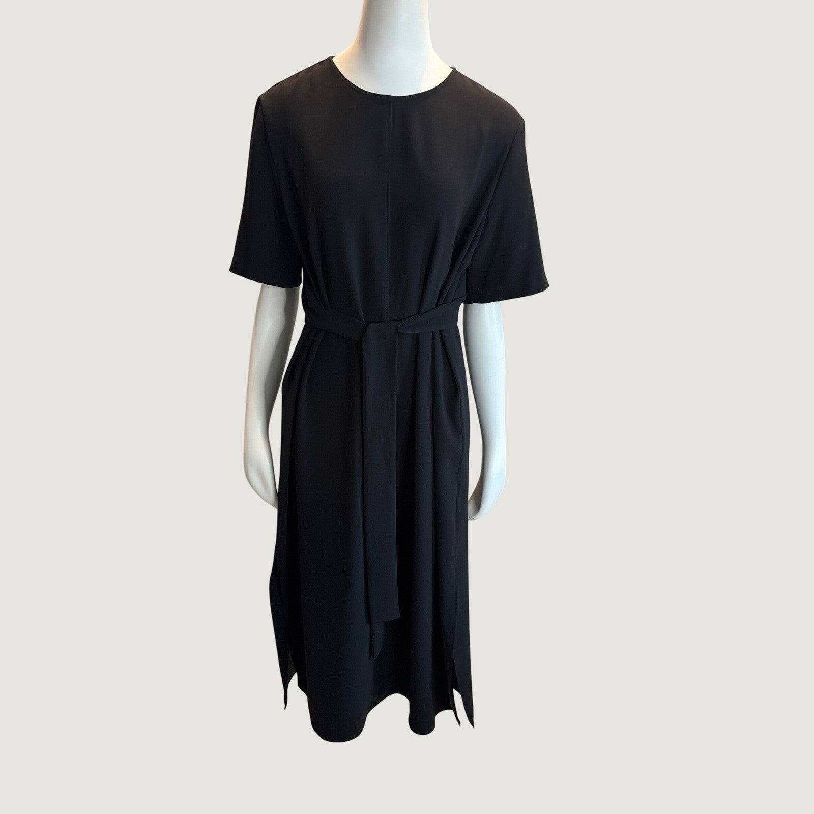 Zara Woman Black Short Sleeve Belted Midi Dress XXL 8602/878/800/XXL