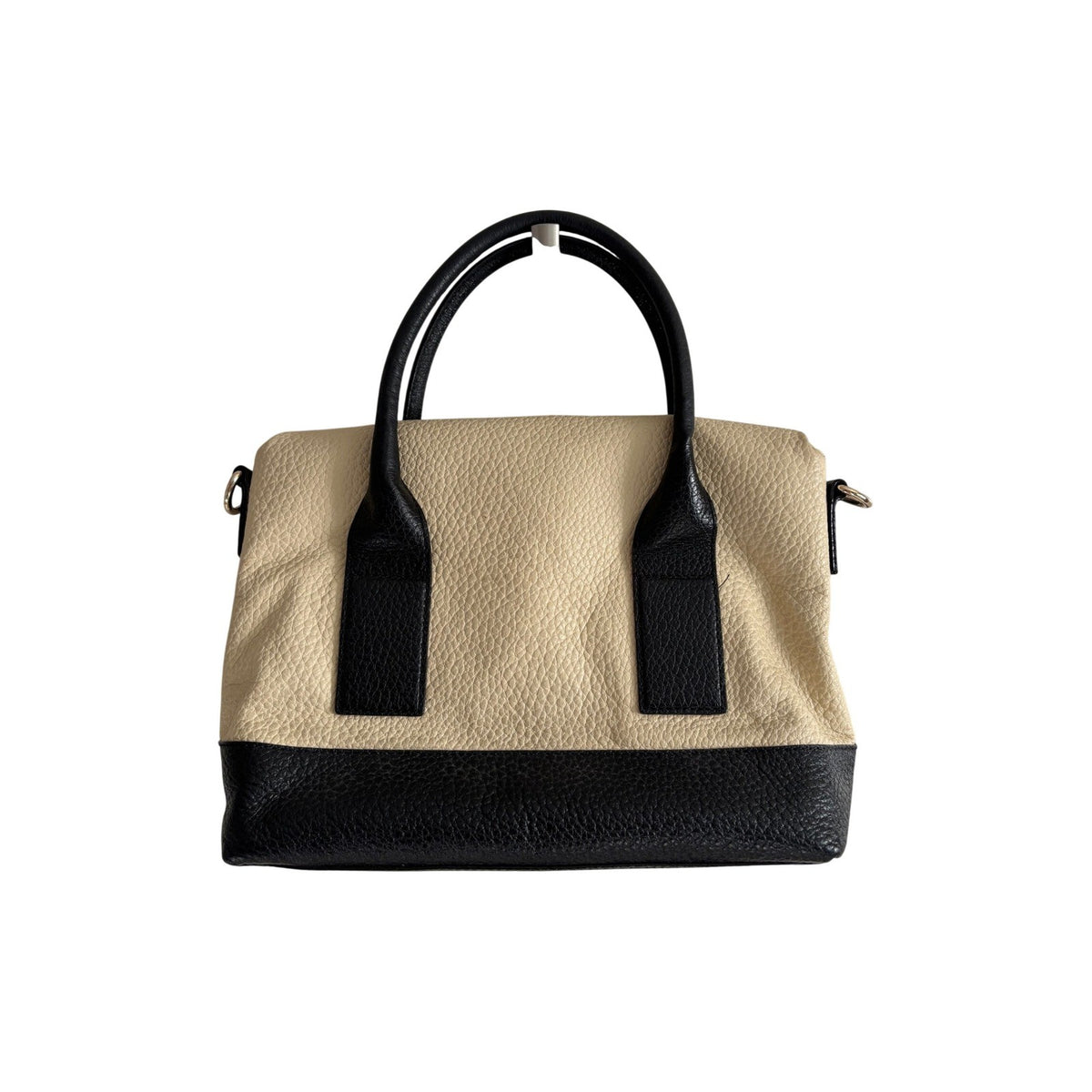 Kate Spade New York Pebbled Leather Colorblock Satchel Cream Black Tassel Bag
