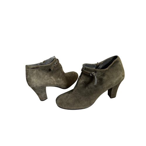 Aerosoles Patrole Olive Green Suede Ankle Boots Block Heel Women's 8.5 M
