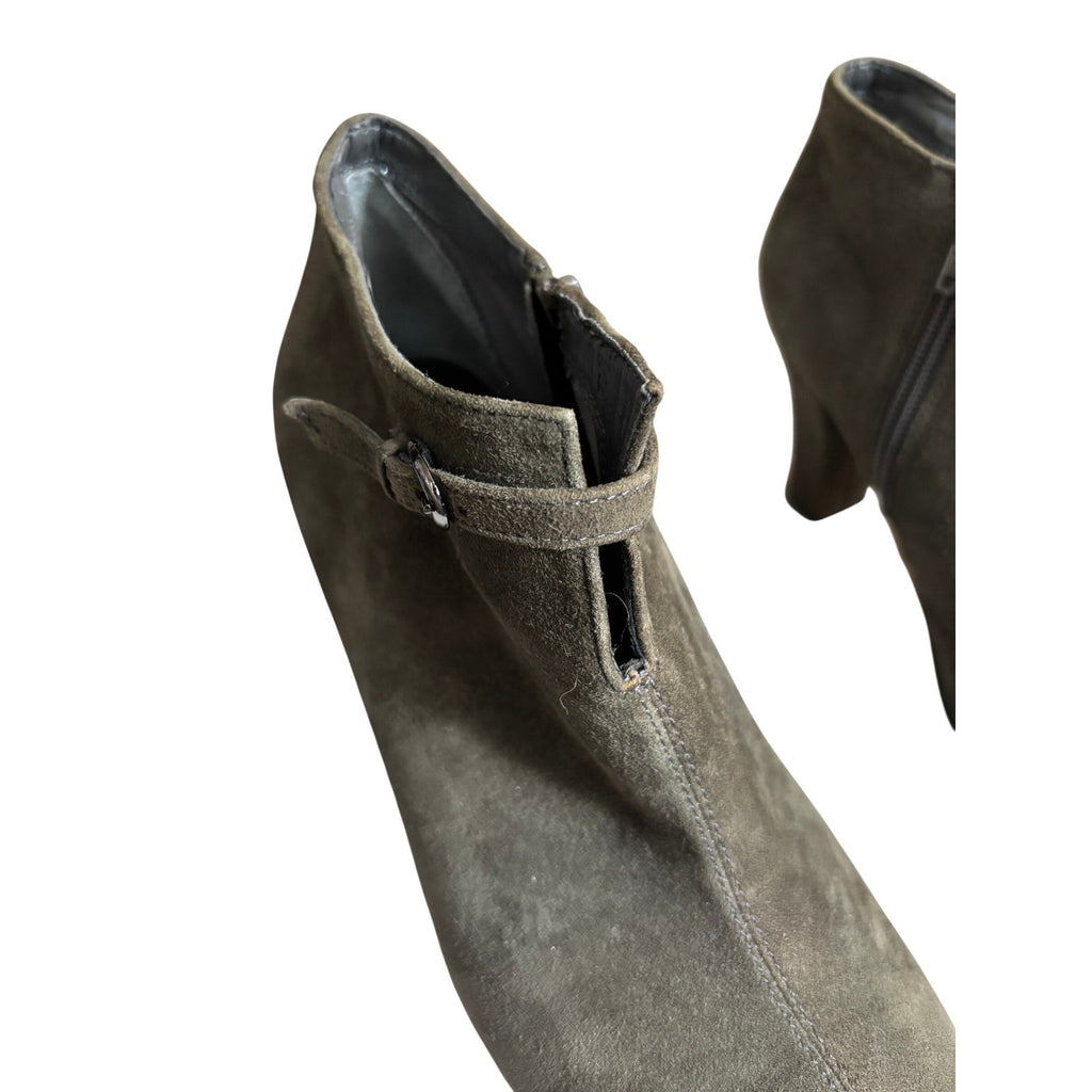Aerosoles Patrole Olive Green Suede Ankle Boots Block Heel Women's 8.5 M