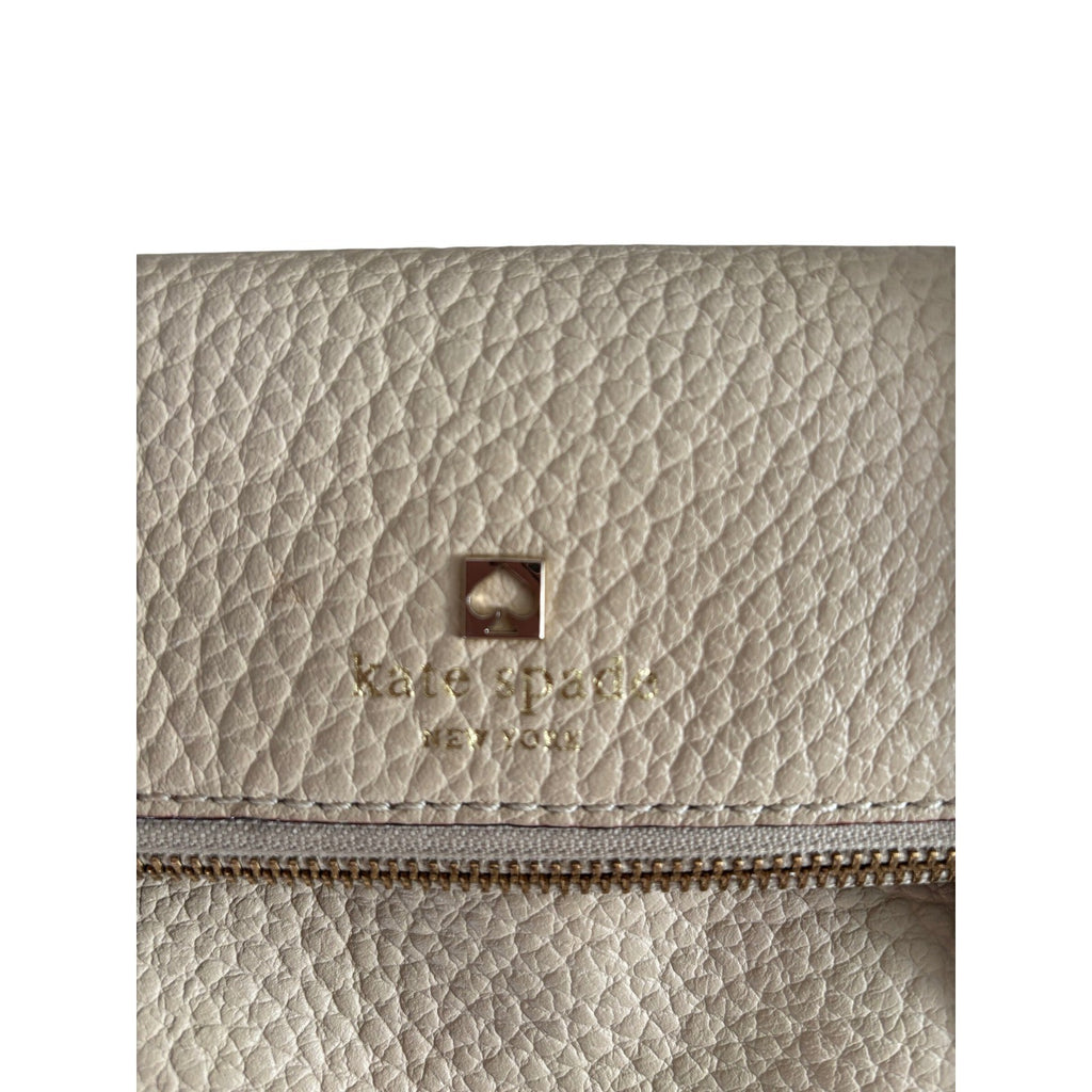 Kate Spade New York Pebbled Leather Colorblock Satchel Cream Black Tassel Bag