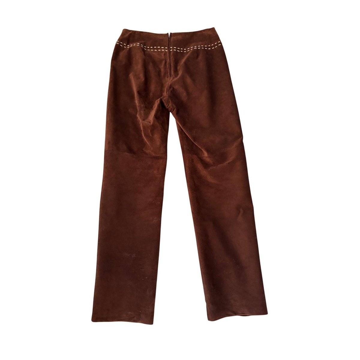Danier Vintage Brown Suede Leather Pants Whipstitch Straight Leg Womens 8