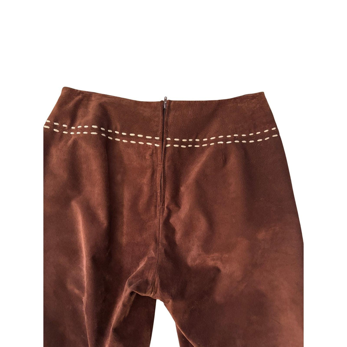 Danier Vintage Brown Suede Leather Pants Whipstitch Straight Leg Womens 8