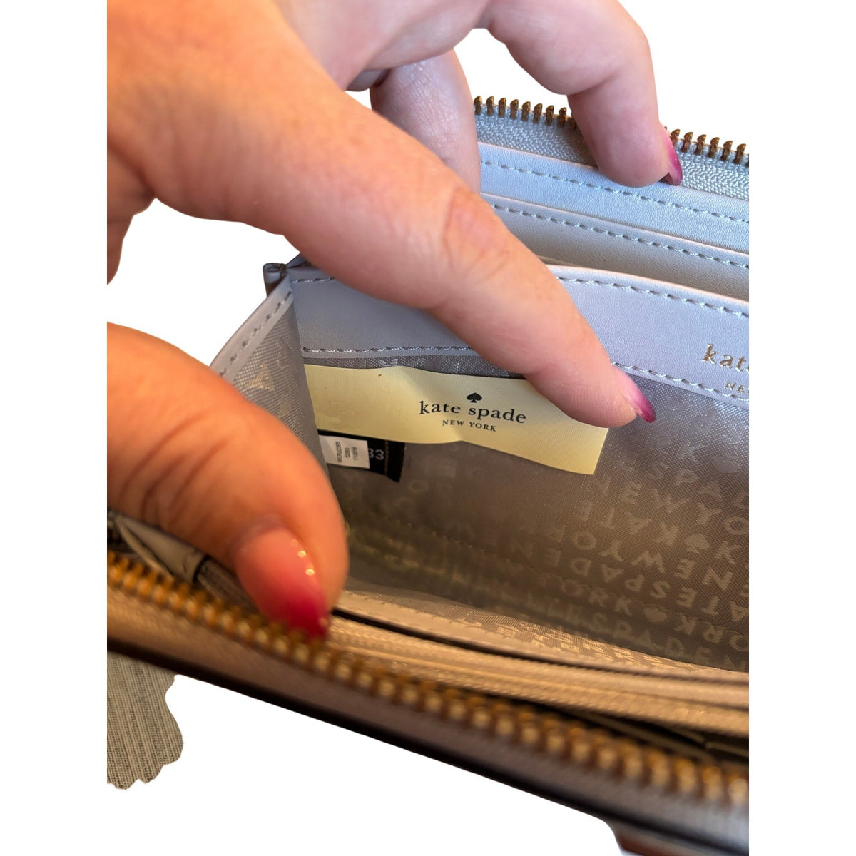 Kate Spade Neda Laurel Way Zip Around Wallet Grey Patent Leather WLRU2365