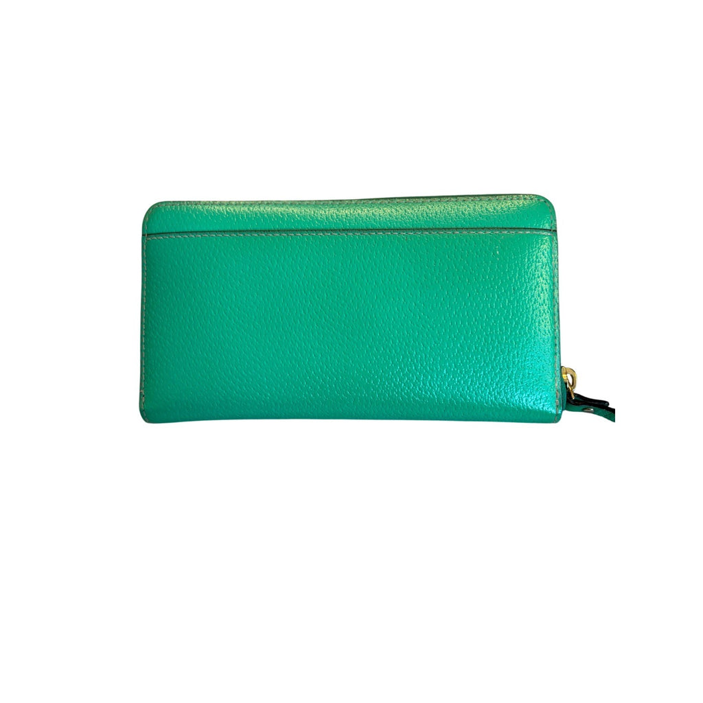 Kate Spade Mikas Pond Lacey Green Leather Zip Around Wallet WLRU1153