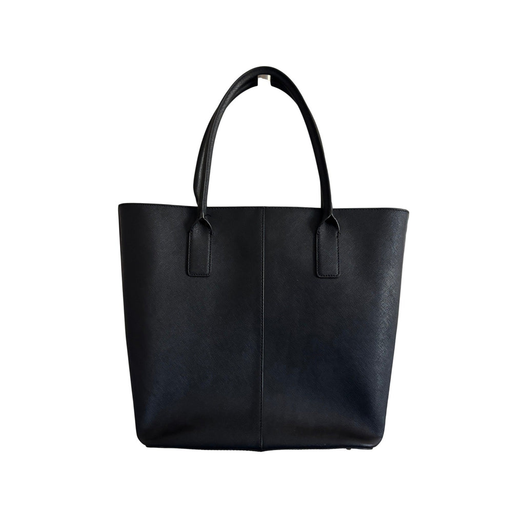 DKNY Black Saffiano Leather Tote Bag Gold Logo Plaque Shoulder Bag 4042