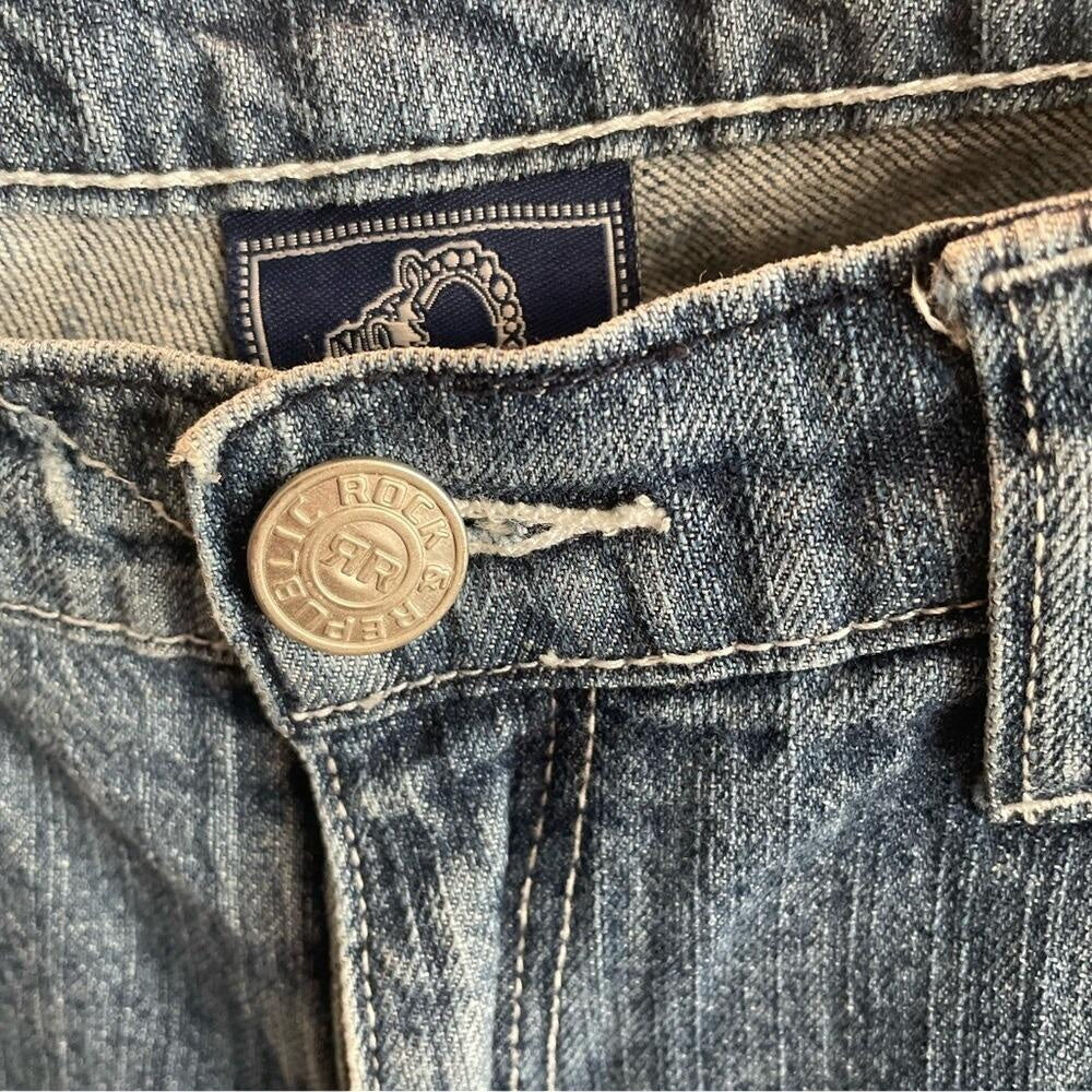 Victoria Beckham x Rock Republic Jeans Rhinestone Crown Embellished Bootcut Sz 30