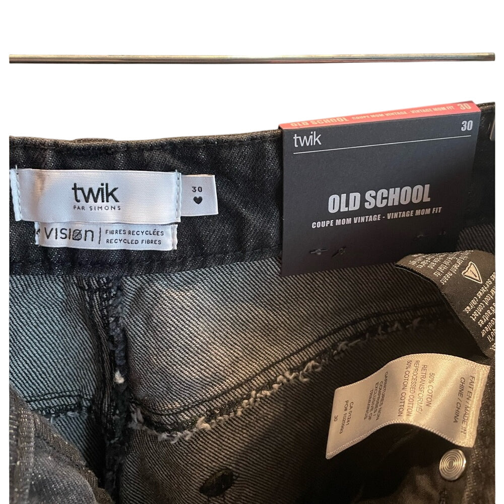 TWIK Old School Vintage Mom Fit Jeans Black Wash Size 30