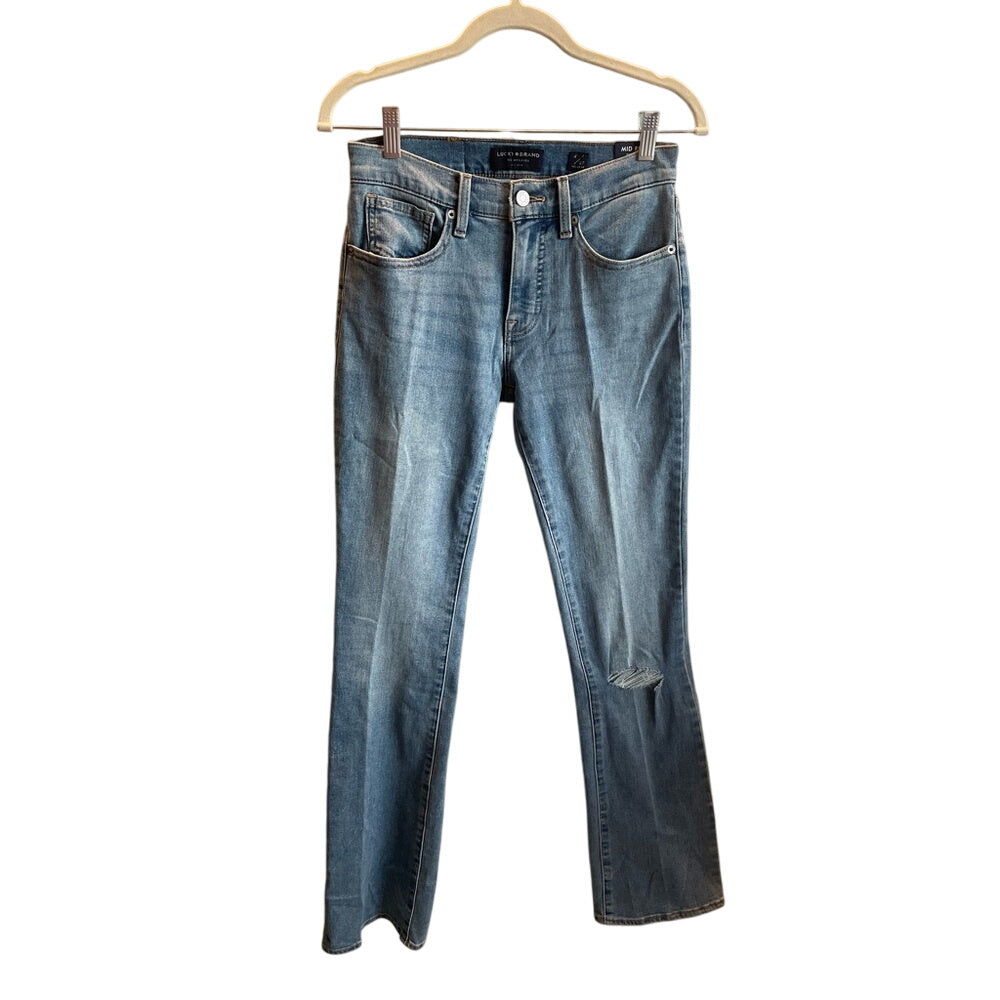 Lucky Brand Ava Mid Rise Bootcut Jeans Distressed Light Wash Size 4 27