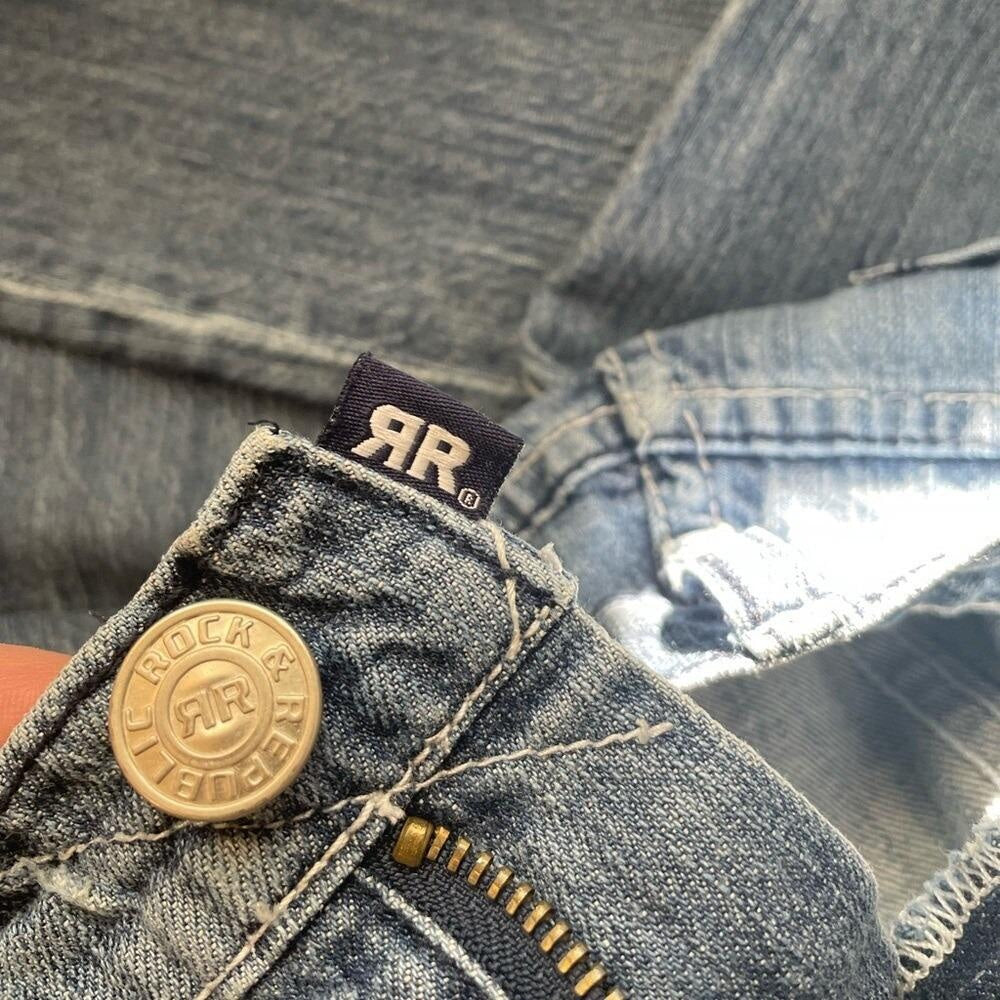 Victoria Beckham x Rock Republic Jeans Rhinestone Crown Embellished Bootcut Sz 30