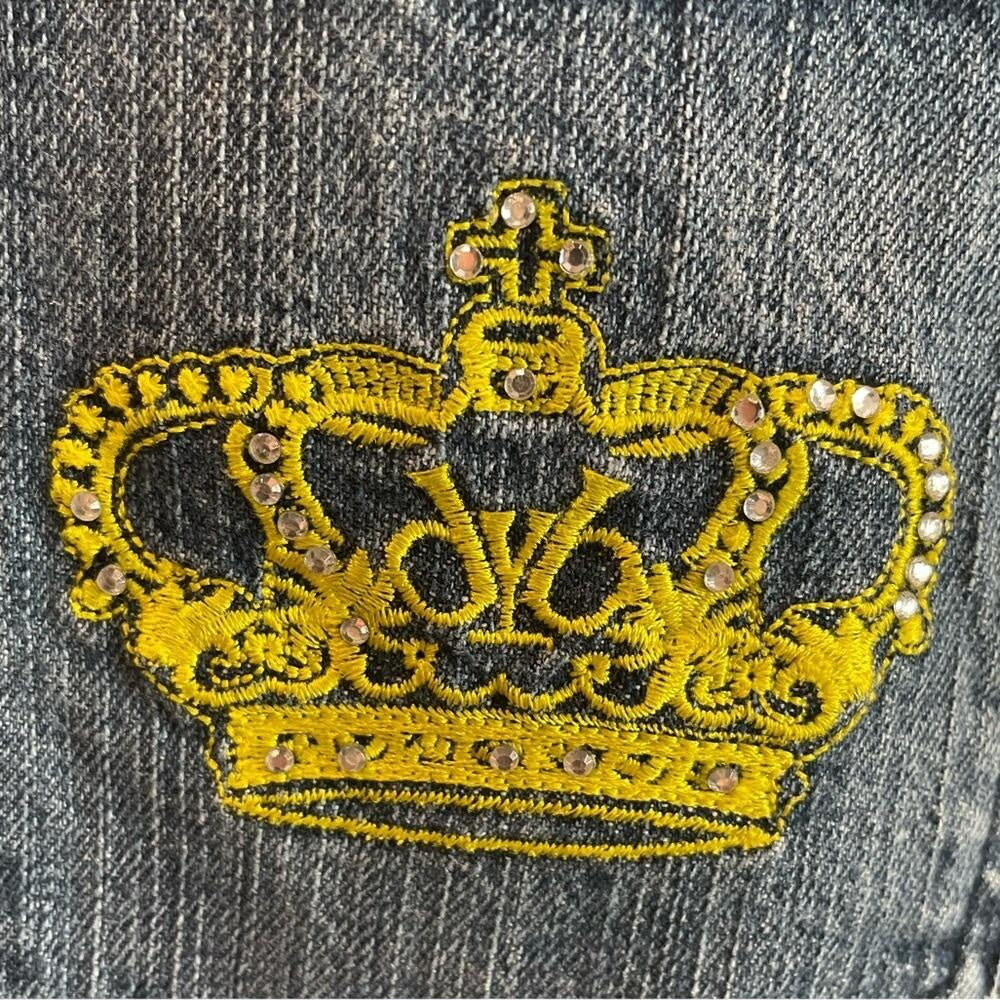 Victoria Beckham x Rock Republic Jeans Rhinestone Crown Embellished Bootcut Sz 30