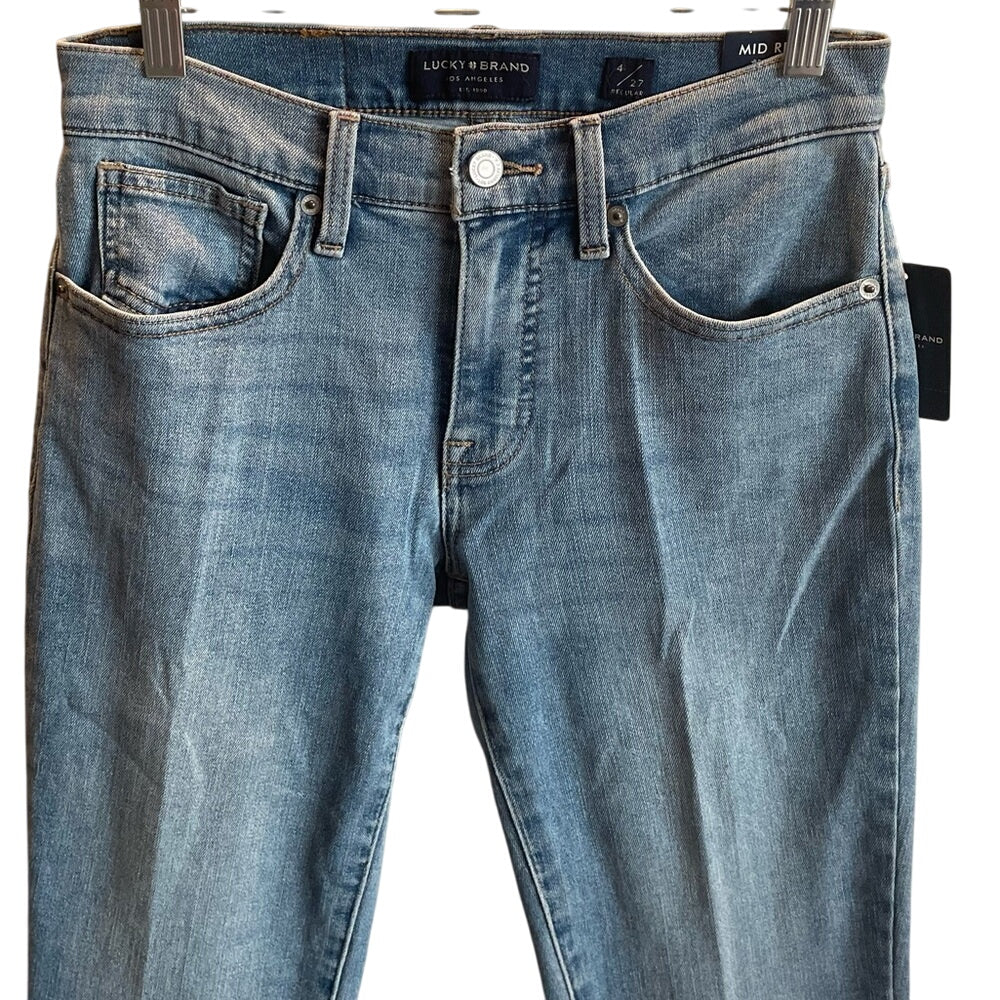 Lucky Brand Ava Mid Rise Bootcut Jeans Distressed Light Wash Size 4 27
