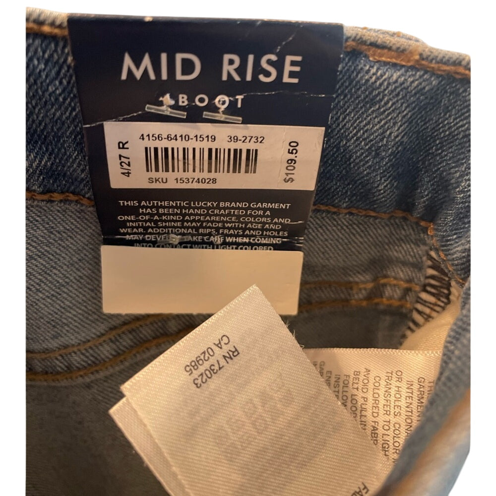 Lucky Brand Ava Mid Rise Bootcut Jeans Distressed Light Wash Size 4 27