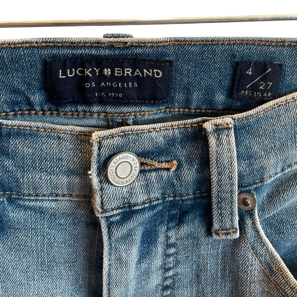 Lucky Brand Ava Mid Rise Bootcut Jeans Distressed Light Wash Size 4 27