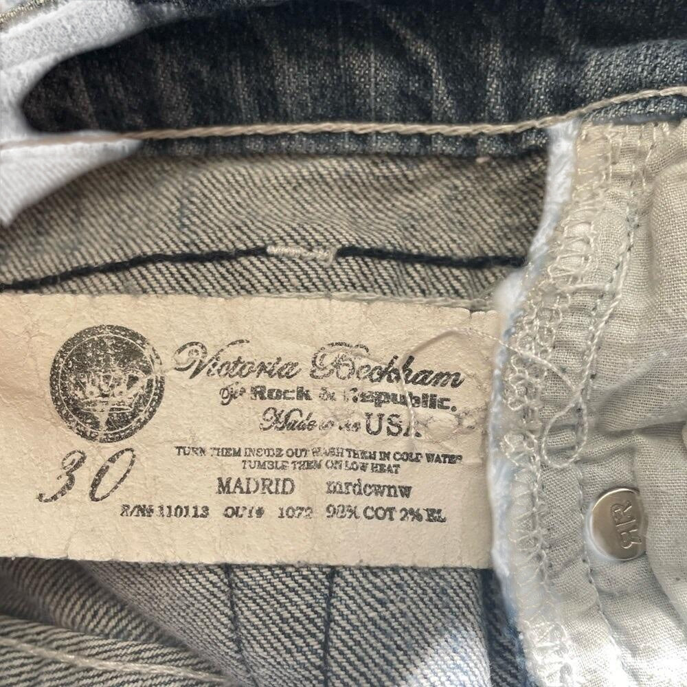 Victoria Beckham x Rock Republic Jeans Rhinestone Crown Embellished Bootcut Sz 30