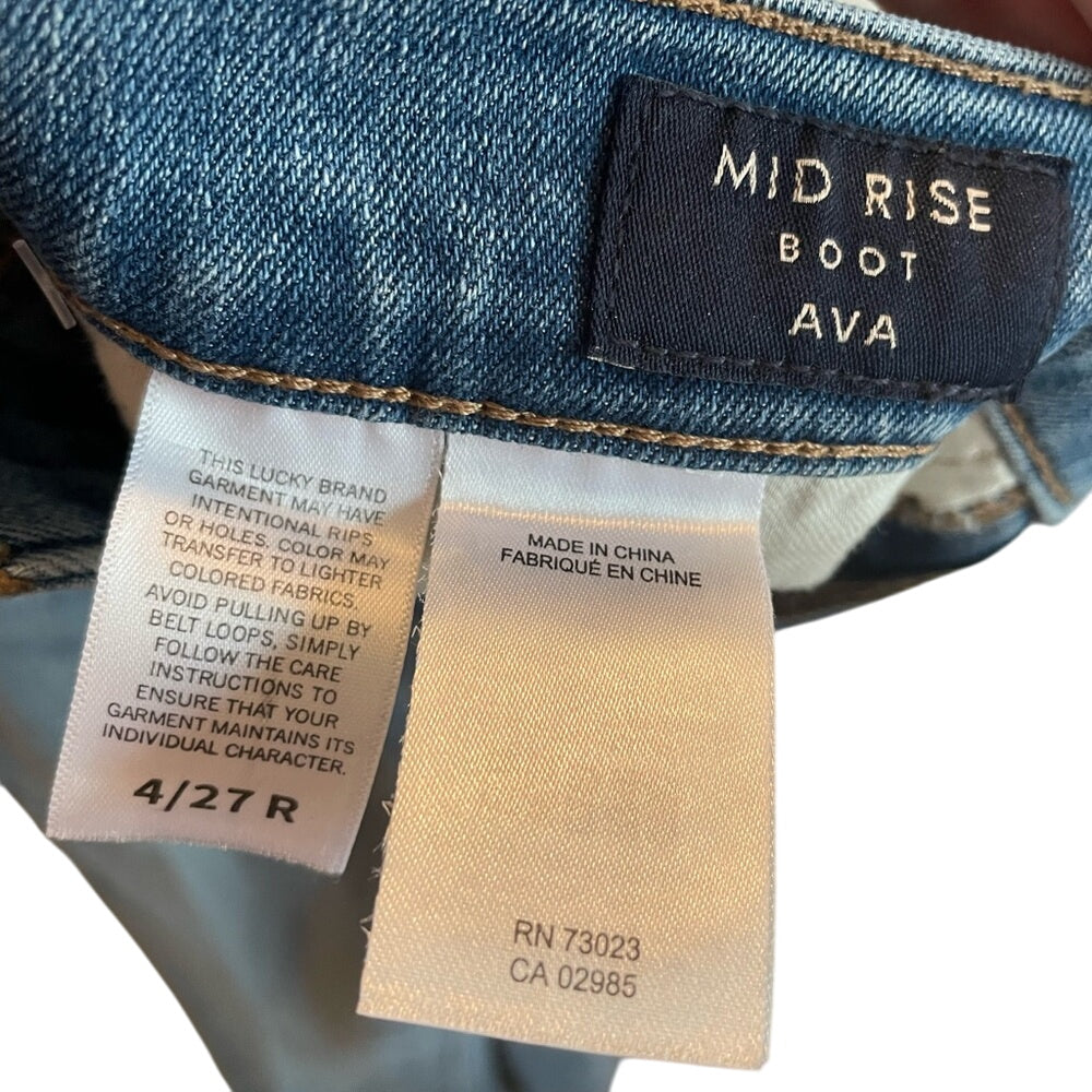 Lucky Brand Ava Mid Rise Bootcut Jeans Distressed Light Wash Size 4 27