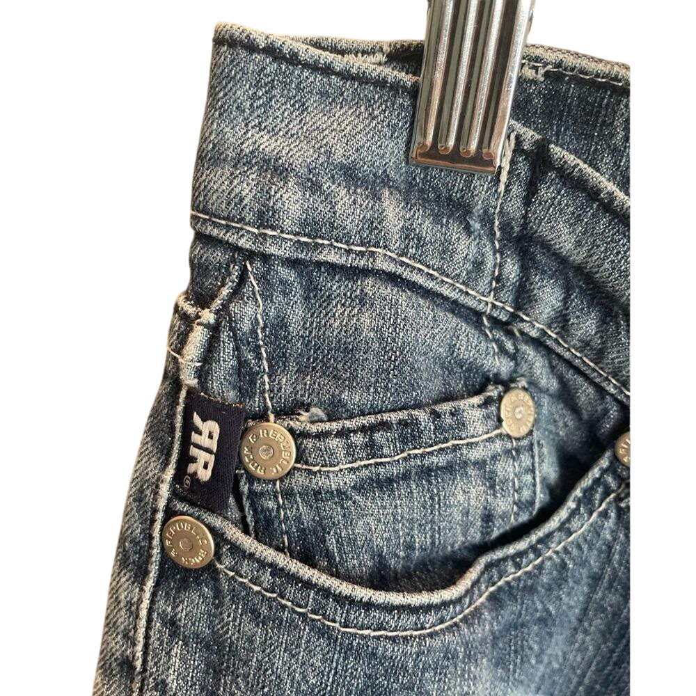 Victoria Beckham x Rock Republic Jeans Rhinestone Crown Embellished Bootcut Sz 30